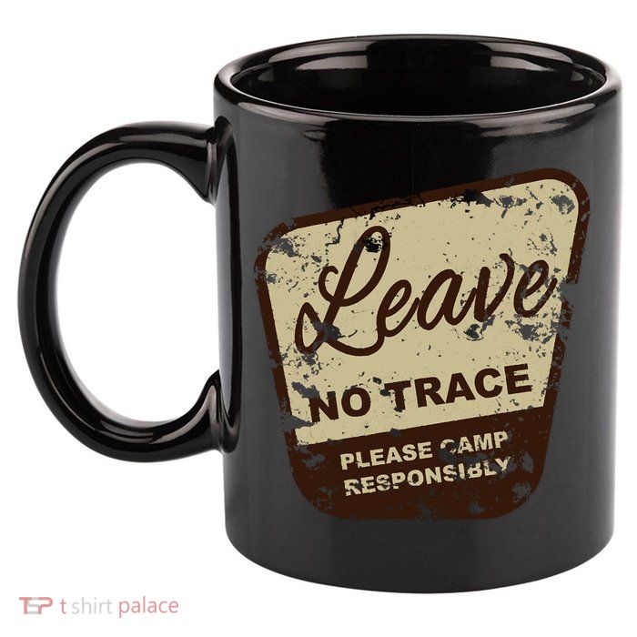 Trail Head, Leave No Trace Hiking Camping Distressed 11oz C Handle Ceramic Mug