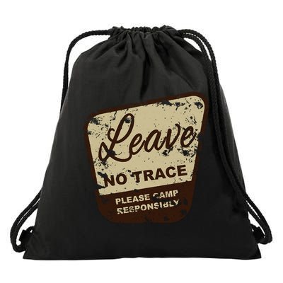 Trail Head, Leave No Trace Hiking Camping Distressed Drawstring Bag