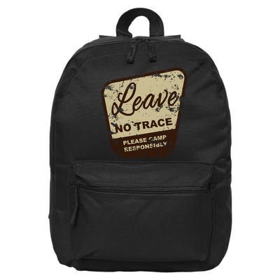Trail Head, Leave No Trace Hiking Camping Distressed 16 in Basic Backpack
