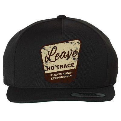 Trail Head, Leave No Trace Hiking Camping Distressed Wool Snapback Cap