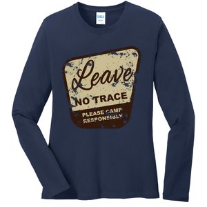 Trail Head, Leave No Trace Hiking Camping Distressed Ladies Long Sleeve Shirt