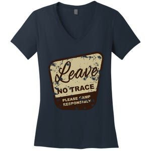 Trail Head, Leave No Trace Hiking Camping Distressed Women's V-Neck T-Shirt