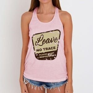 Trail Head, Leave No Trace Hiking Camping Distressed Women's Knotted Racerback Tank