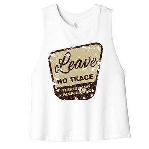 Trail Head, Leave No Trace Hiking Camping Distressed Women's Racerback Cropped Tank