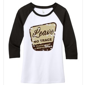 Trail Head, Leave No Trace Hiking Camping Distressed Women's Tri-Blend 3/4-Sleeve Raglan Shirt