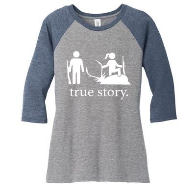 Truestory Hunting Lover Hunter Women's Tri-Blend 3/4-Sleeve Raglan Shirt