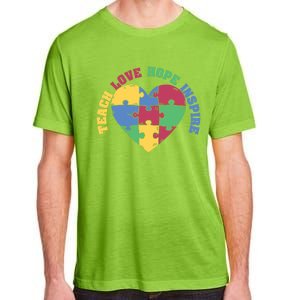 Teach Hope Love Inspire Puzzle Symbol Autism Awareness Gift Adult ChromaSoft Performance T-Shirt