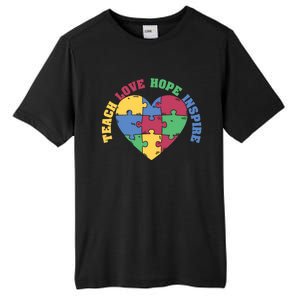 Teach Hope Love Inspire Puzzle Symbol Autism Awareness Gift Tall Fusion ChromaSoft Performance T-Shirt