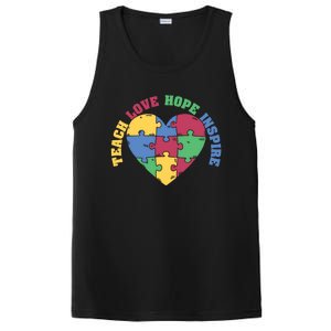 Teach Hope Love Inspire Puzzle Symbol Autism Awareness Gift PosiCharge Competitor Tank