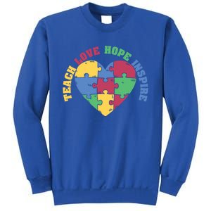 Teach Hope Love Inspire Puzzle Symbol Autism Awareness Gift Sweatshirt