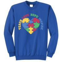 Teach Hope Love Inspire Puzzle Symbol Autism Awareness Gift Sweatshirt