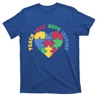 Teach Hope Love Inspire Puzzle Symbol Autism Awareness Gift T-Shirt