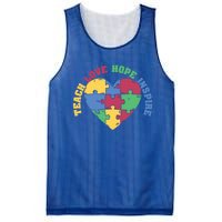 Teach Hope Love Inspire Puzzle Symbol Autism Awareness Gift Mesh Reversible Basketball Jersey Tank