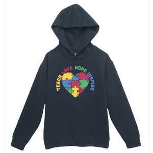 Teach Hope Love Inspire Puzzle Symbol Autism Awareness Gift Urban Pullover Hoodie