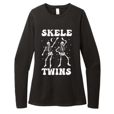 Twins Halloween Matching Skeletwins Funny Dancing Skeletons Womens CVC Long Sleeve Shirt