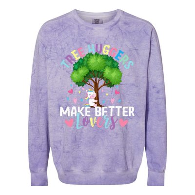 Tree Huggers Make Better Lovers Environmentalist Colorblast Crewneck Sweatshirt