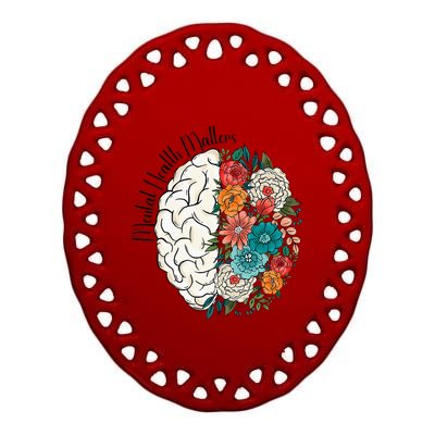 Tal Health Matters Floral Human Brain Inspirational Ceramic Oval Ornament