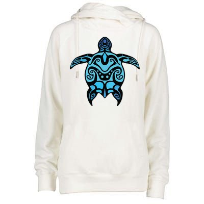 Tribal Hawaiian Maori Sun Sea Turtle 2Sided Womens Funnel Neck Pullover Hood