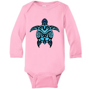 Tribal Hawaiian Maori Sun Sea Turtle 2Sided Baby Long Sleeve Bodysuit