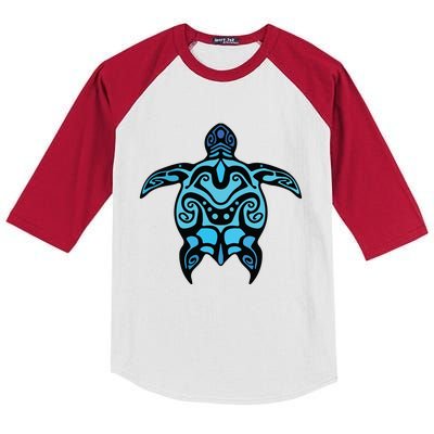 Tribal Hawaiian Maori Sun Sea Turtle 2Sided Kids Colorblock Raglan Jersey