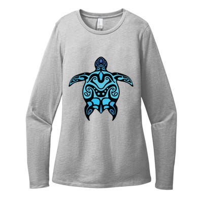 Tribal Hawaiian Maori Sun Sea Turtle 2Sided Womens CVC Long Sleeve Shirt