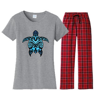 Tribal Hawaiian Maori Sun Sea Turtle 2Sided Women's Flannel Pajama Set