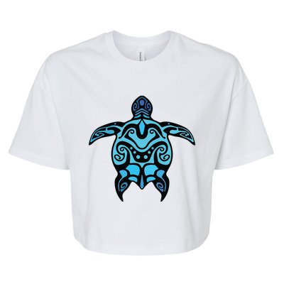 Tribal Hawaiian Maori Sun Sea Turtle 2Sided Bella+Canvas Jersey Crop Tee