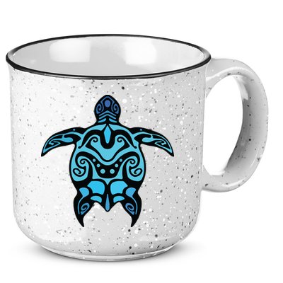 Tribal Hawaiian Maori Sun Sea Turtle 2Sided 15oz Campfire Ceramic Mug