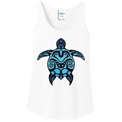 Tribal Hawaiian Maori Sun Sea Turtle 2Sided Ladies Essential Tank