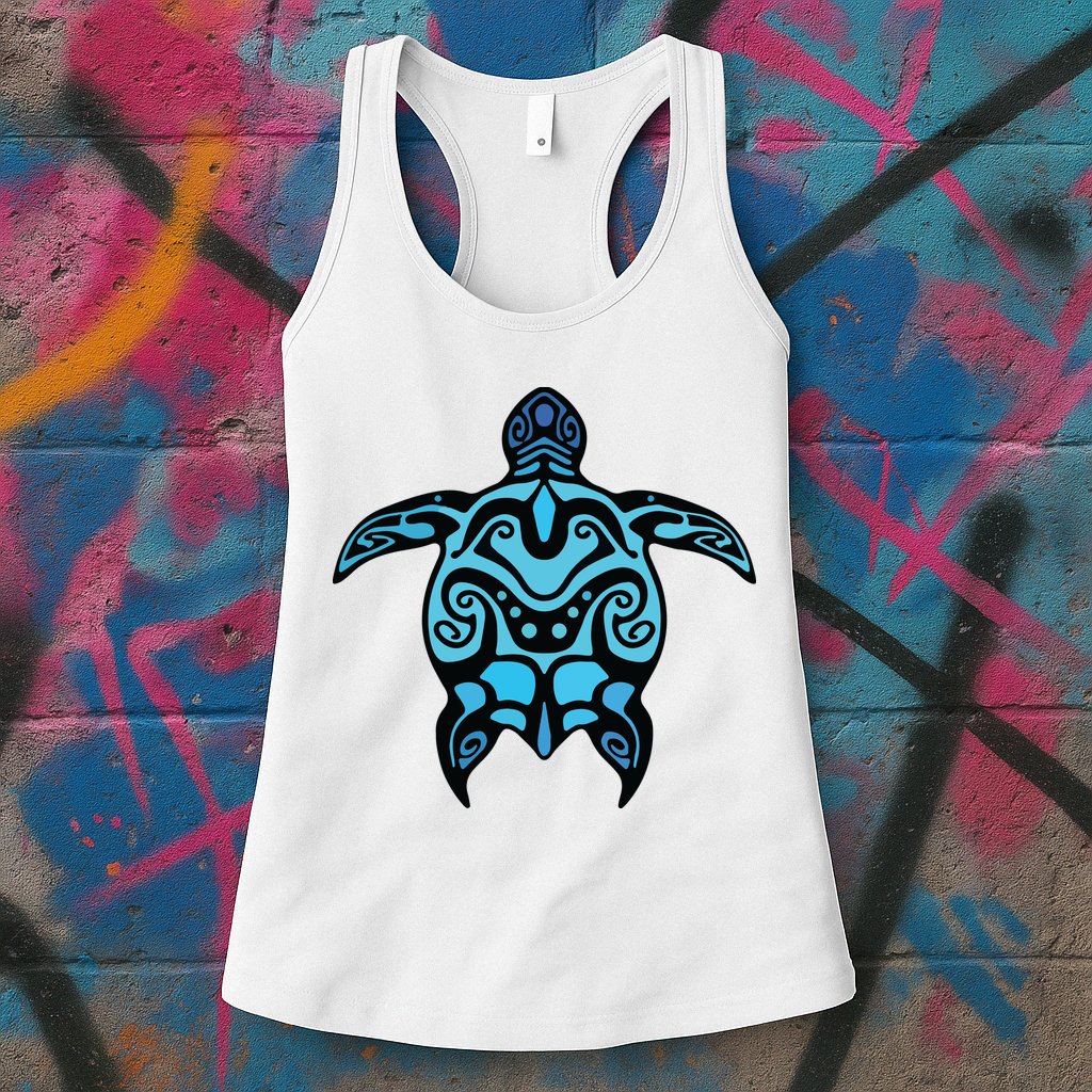 Tribal Hawaiian Maori Sun Sea Turtle 2Sided Womens Tank Top