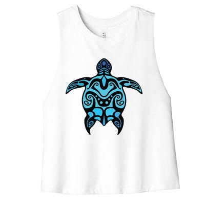 Tribal Hawaiian Maori Sun Sea Turtle 2Sided Women's Racerback Cropped Tank