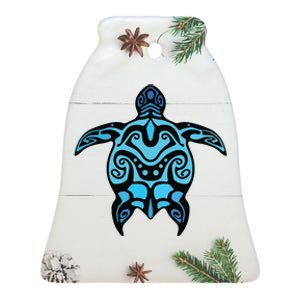 Tribal Hawaiian Maori Sun Sea Turtle 2Sided Ceramic Bell Ornament