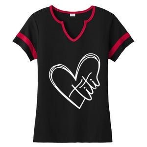 Titi Heart Minimalist Auntie Best Aunt Ever Gift Ladies Halftime Notch Neck Tee