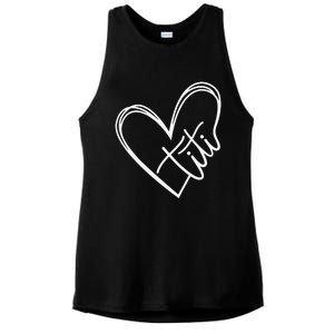 Titi Heart Minimalist Auntie Best Aunt Ever Gift Ladies PosiCharge Tri-Blend Wicking Tank