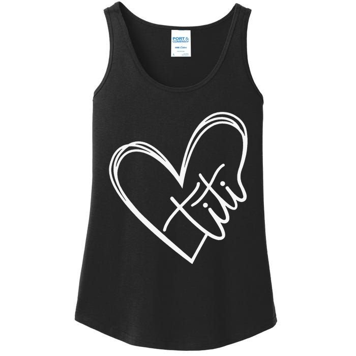 Titi Heart Minimalist Auntie Best Aunt Ever Gift Ladies Essential Tank