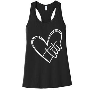 Titi Heart Minimalist Auntie Best Aunt Ever Gift Women's Racerback Tank