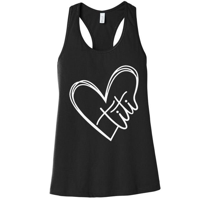 Titi Heart Minimalist Auntie Best Aunt Ever Gift Women's Racerback Tank