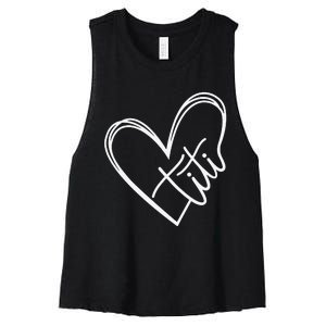 Titi Heart Minimalist Auntie Best Aunt Ever Gift Women's Racerback Cropped Tank