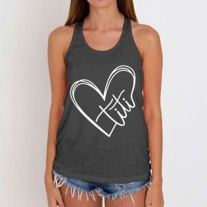 Titi Heart Minimalist Auntie Best Aunt Ever Gift Women's Knotted Racerback Tank