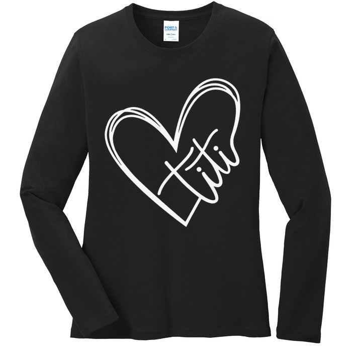 Titi Heart Minimalist Auntie Best Aunt Ever Gift Ladies Long Sleeve Shirt