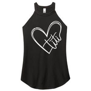 Titi Heart Minimalist Auntie Best Aunt Ever Gift Women's Perfect Tri Rocker Tank