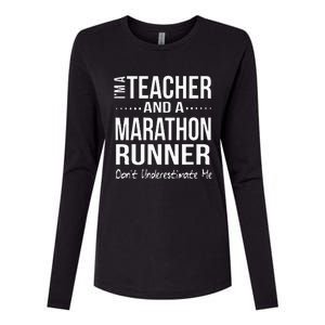 Teacher Half Marathon Funny Running Gift High School Runner Womens Cotton Relaxed Long Sleeve T-Shirt