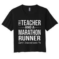 Teacher Half Marathon Funny Running Gift High School Runner Women's Crop Top Tee