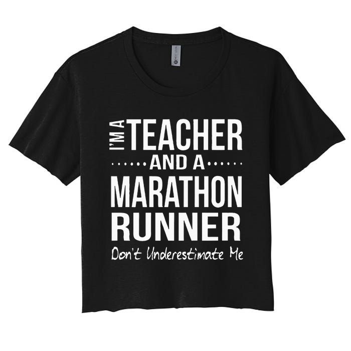 Teacher Half Marathon Funny Running Gift High School Runner Women's Crop Top Tee