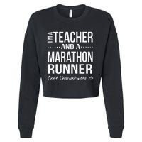 Teacher Half Marathon Funny Running Gift High School Runner Cropped Pullover Crew