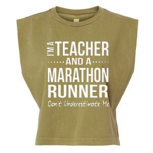 Teacher Half Marathon Funny Running Gift High School Runner Garment-Dyed Women's Muscle Tee