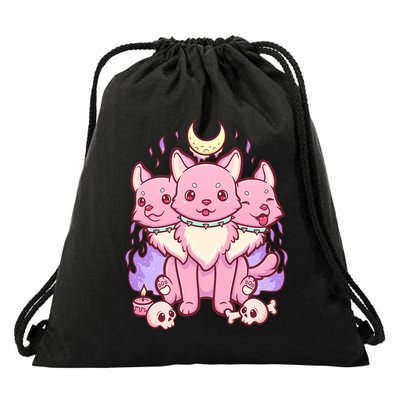Three Headed Moon Dogs Drawstring Bag