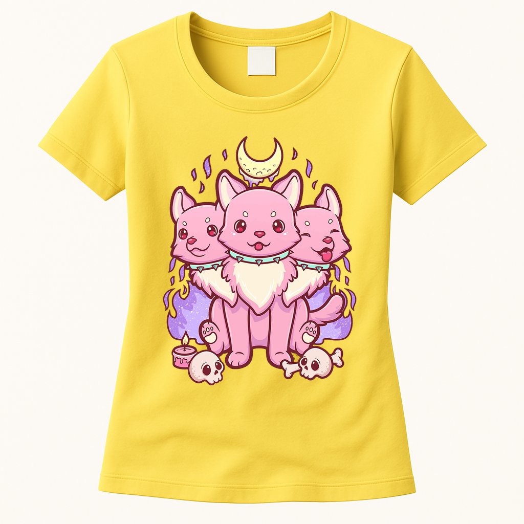 Three Headed Moon Dogs Womens T-Shirt
