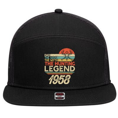 The Hunting Myth Legend Dad Born In 1958 Vintage Hunter Gift 7 Panel Mesh Trucker Snapback Hat