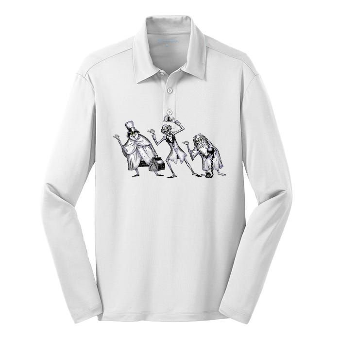 The Haunted Mansion The Hitchhiking Ghosts Asking Silk Touch Performance Long Sleeve Polo